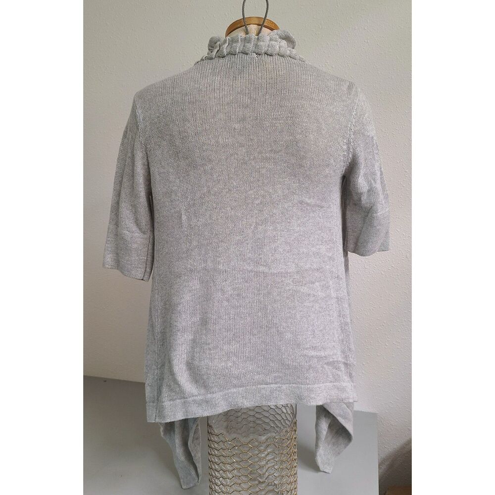 Line 100% Cotton Ruffle Cardigan SMALL Gray Silver Fairy Fairycore 3/4 Sleeve S - Picture 6 of 6